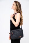 Black Unisex Multi Zipper Sling Shoulder Nylon Bag Crossbody Travel Bag