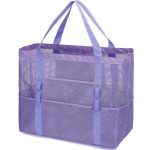 Fammart Mesh Beach Bag For Women Large Beach Toy Pool Bag With Zipper Pocket Sandproof Cruise Essentials 2026 Family Travel