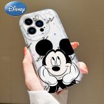 Authorized Disney Mickey IPHONE15 Mobile Phone Case Apple 14 New Men's And Women's Transparent Cartoon Animation 13 All-round An