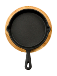 Cast Iron Pan With Wood Tray 20CM - None Assorted