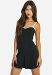 Contrast Tennis Bengaline MINI Dress - Black