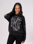 Black Floral Print Crew Neck Sweatshirt - M Black