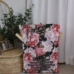 Fleece Blanket Pink Flowers Black Background