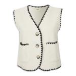 Ivory & Black Embroidered Gilet