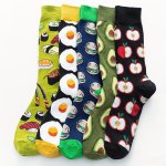 5 Pairs Egg & Hamburger Print Socks Casual & Cute Comfy Mid Tube Socks Women's Stockings & Hosiery