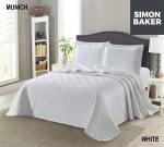 Simon Baker Munich Bedspread White Various Sizes - Three Quarter - 180CM X 250CM + 1 Pillowcase 50CM X 70CM + 5CM White