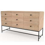Leah Steel Pipe Server With 9 Drawers - Pine In Chestnut Finish