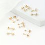 Golden Metal Ball Design Stud Earrings Simple Punk Style Stainless Steel Jewelry Daily Wear Ear Ornaments