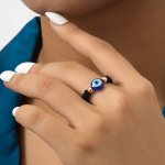 Evil's Eye Braided Rope Adjustable Ladies Ring Birthday Party Gift Lucky Jewelry Ornament
