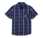 Men’s Staple Short Sleeve Shirt – Plaid – Harley Black & Ombre Blue