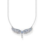 Necklace Phoenix Wing With Blue Stones Silver - L45V