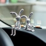 2PCS Car Interior Accessories Sitting Rabbit With Long Legs Ornaments Center Console Decoration Personalized Interior Ornaments