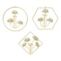 3 Piece Ginkgo Leaf Hanging Planters With Glass Tubes - Gold