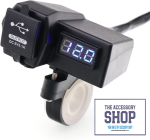 Motorcycle 3.1A USB Charger With Voltmeter Blue LED