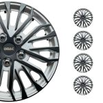 Omac Black & Silver Hub Caps 17 Inch Set Of 4 Tapas Para Rines 17 Premium Wheel Covers 17 Inch R17 Rim Cover Set