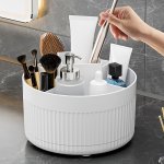 1PC Desktop Rotating Cosmetic Storage Box Multi-function Make Up Case Skin Care Products Organizer Case Plastic Makeup Brush Org