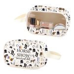 Zjxhpo Horse Show Survival Kit Equestrian Clear Makeup Bag Horseback Rider Pu Leather Cosmetic Bag Horse Lover Gift Horse Show P