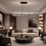 Black Crystal Linear Chandelier With Branch Leaf Design Rialto