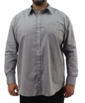 Mens Long Sleeve Oxford Shirt - 8XL Grey
