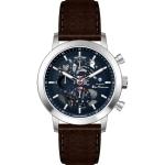 Ben Sherman Online Product Title Men's Skeleton Chronograph Watch With Blue Dial & Brown Leather Strap