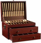 Royalty Art Fine Silverware Storage Box With Pull Out Drawer 15" X 11" Large Kitchen Counter Organizer For Flatware And Utensils