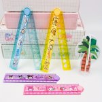 Sanrio Cartoon-themed Folding Ruler: 12-INCH Plastic Straight Edge With Creative Wave Design For Drawing And Geometry
