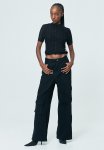 Ladder-stitch-look Knitted Top - Black