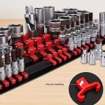 3PCS Drive Socket Organizer Rails Kit For 3/8" 1/4" 1/2" Socket Socket Holder Rail Blue Socket Holder Mountable Sliding Tray Rac