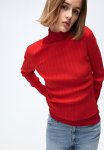 Rib-knit Top - Bright Red