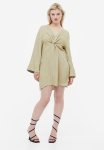 Textured-weave Knot-detail Dress - Light Pistachio Green