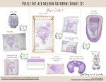 Cot Duvet Bedding Purple Hot Air Balloon Rainbows Bunny Set