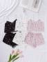 Ins Style Sweet Ditsy Floral Camisole Top & Shorts Pajama Set Romantic Girly Multi-piece Sleepwear Set Holiday Season Bountiful Floral Splendor Cozy And Elegant Details