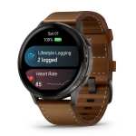Garmin Venu 4 45MM Premium Gps Smartwatch + Leather Strap - Black