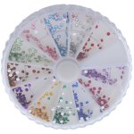 Nail Art Decoration Stones In Round Organisation Wheel Assorted 12 Colours