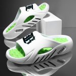 Men's Stree Style Letter Print Open Toe Breathable Acupressure Foot Massage Slippers Comfy Non Slip Casual Soft Sole Slides Men'