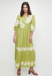 Edit Embroidery Midi Babydoll Dress - Kelp Forest