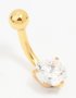 Goldair Gold Plated Surgical Steel Round Cubic Zirconia MINI Threadless Belly Bar