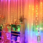Colorful Curtain Lights 99.06CM 299.72CM 8 Lighting Modes With Remote Control Hanging String Fairy Lights For Wall Bedroom Windo