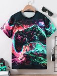 Novelty Gamepad 3D Print Boys Meaningful T-Shirt Cool Versatile & Smart Short Sleeve Tee Gift Idea