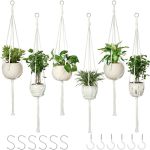 Aomgd 6 Pack Macrame Plant Hanger Indoor Hanging Planters For Indoor Outdoor Plants With 6 S Hooks And 6 Hook Nails Hanging Plan
