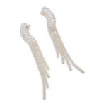 Silver Half Bow Diamante Earrings