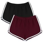Uratot Women's Cotton Shorts Gym Shorts Yoga Shorts Summer Running Active Shorts Dance Elastic Shorts Pack Of 2