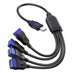Andtobo USB 1 To 4 Splitter USB 2.0 Y Splitter Charger Cable USB 1 Male To 4 Female Power Cord Extension Hub Cable For