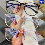 2 3PCS Large Square Clear Lens Glasses For Women PC Frame Computer Spectacles Minimalist Futuristic Design Full Rim
