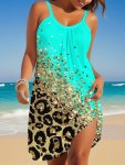 Leopard Print Spaghetti Strap Dress Casual Sleeveless Cami Dress For Spring & Summer Women's Clothing