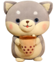 Giant Stuffed Soft Plush Cat With Boba Tea / Stuffed Toy / 85 Cm