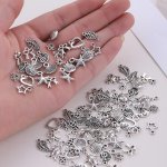 100PCS Jewelry Making Silver Charms Mixed Smooth Antique Silver Metal Charms Pendants Diy For Necklace Bracelet Jewelry Making A