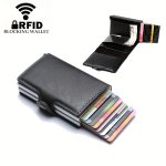 Rfid Blocking Double Box Metal Wallet Men's Card Holder Aluminum Alloy Card Wallets Slim Pop-up Wallet Ideal Gift For Men