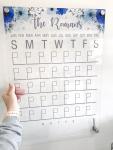 Acrylic Monthly Calendar - Blue Flowers - 800MM X 800MM
