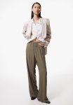 Wide Pull-on Trousers - Dark Khaki Green